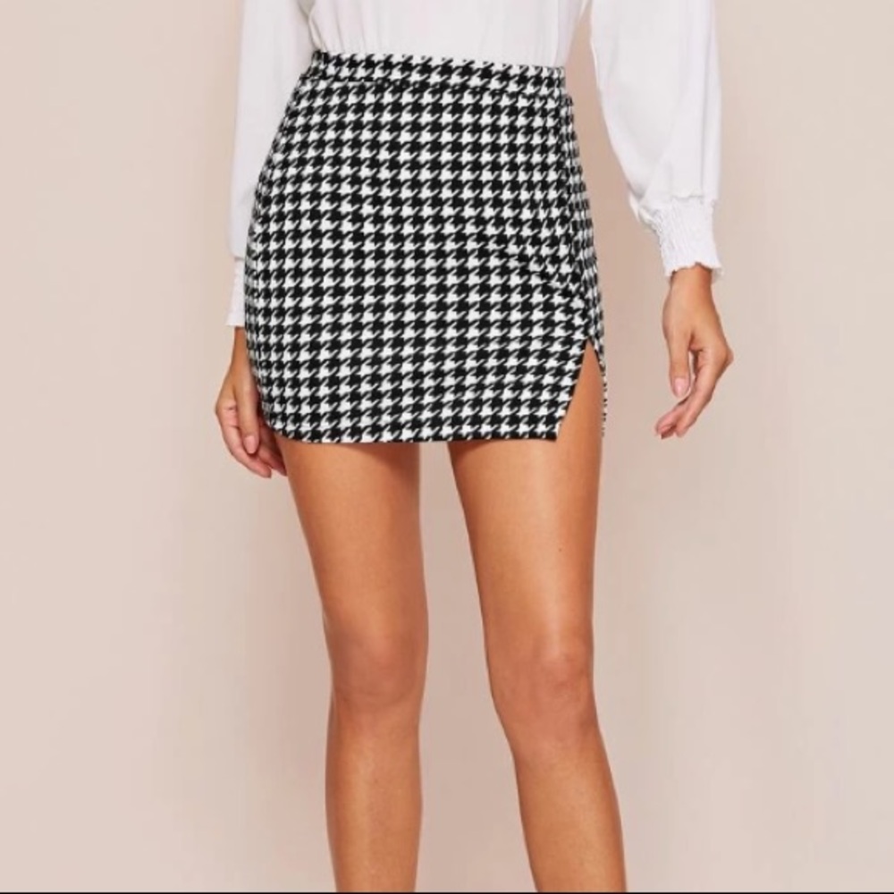 Houndstooth mini skirt Size Large - Picture 3 of 6